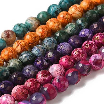 Dyed & Heated Natural Fire Crackle Agate Beads Strands G-P539-C01-04-1