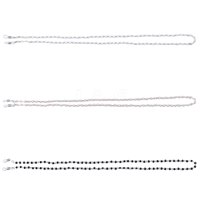3Pcs 3 Colors Plastic Pearl & Glass Bead Strap for Eyeglasses AJEW-CY0002-18-1