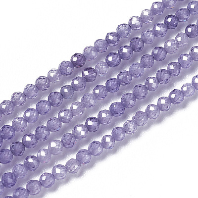 Cubic Zirconia Beads Strands X-G-F596-48E-3mm-1