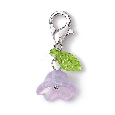 5Pcs Flower & Leaf Acrylic Pendant Decorations HJEW-JM01365-01-1
