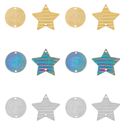 24Pcs 6 Styles 304 Stainless Steel Connector Charms STAS-DC0014-28-1