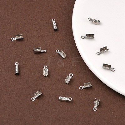 Tarnish Resistant 201 Stainless Steel Fold Over Crimp Cord Ends STAS-R055-08-1