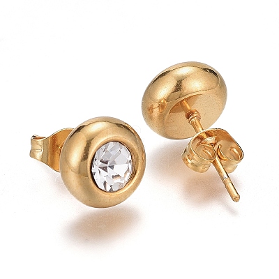 Ion Plating(IP) 304 Stainless Steel Stud Earrings X-EJEW-L251-A01-G-1