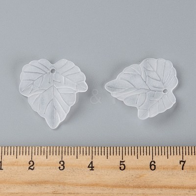 Transparent Frosted Acrylic Leaf Pendants X-PAF002Y-14-1