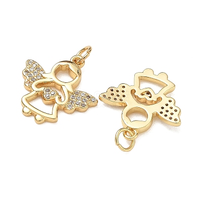 Brass Micro Pave Clear Cubic Zirconia Pendants CU-CBA9AFC-01G-14-1