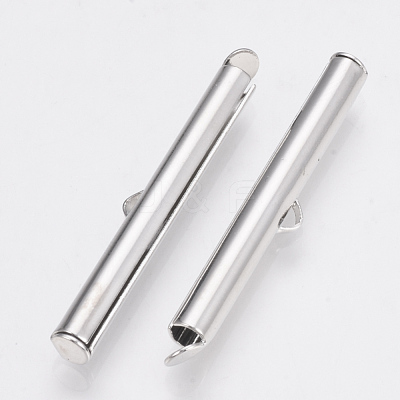 Brass Slide On End Clasp Tubes X-KK-Q747-11H-P-1