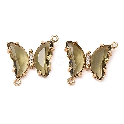 Brass Pave Faceted Glass Connector Charms FIND-Z020-04S-1