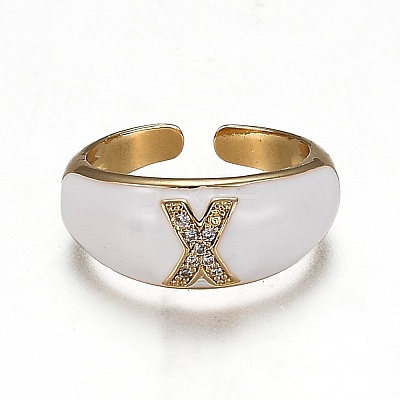 Brass Micro Pave Clear Cubic Zirconia Cuff Rings RJEW-H538-03G-X-1