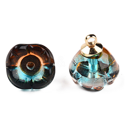Transparent Spray Painted Glass Charms GLAA-N035-031-G02-1