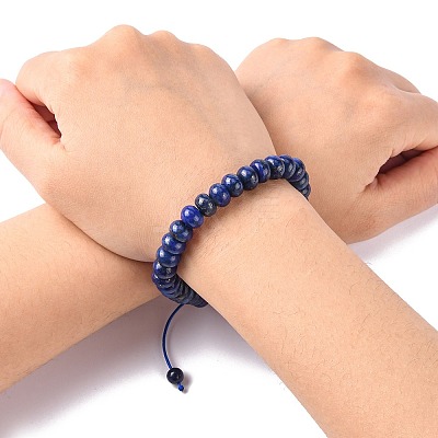 Adjustable Natural Lapis Lazuli Braided Bead Bracelets BJEW-F369-A15-1