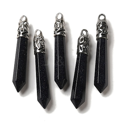 Synthetic Blue Goldstone Pointed Big Pendants G-Z055-01P-15-1