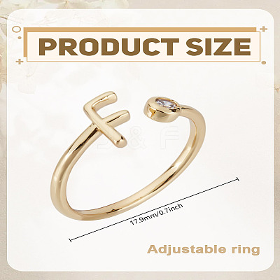 1Pc Brass Micro Pave Clear Cubic Zirconia Open Cuff Rings for Women RJEW-LP0002-37F-1