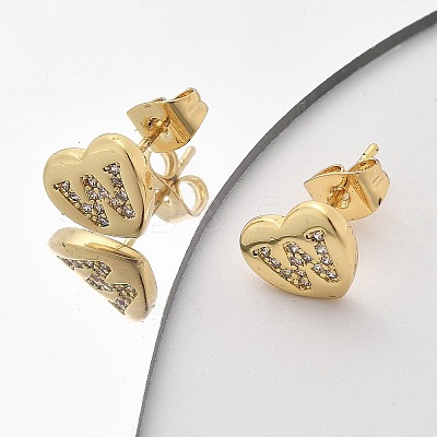 Rack Plating Brass Micro Pave Clear Cubic Zirconia Stud Earrings EJEW-K299-01G-W-1