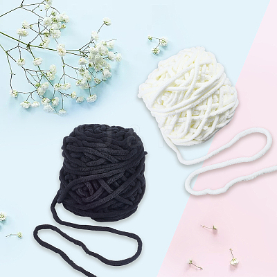 2 Skeins 2 Colors Super Bulky Chenille Polyester Yarn OCOR-CY0002-63A-1