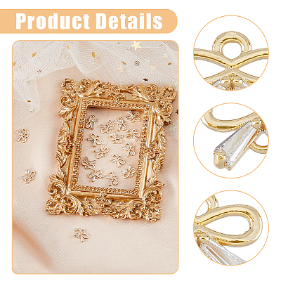 16Pcs Brass Micro Pave Clear Cubic Zirconia Links Connectors ZIRC-FH0001-41-1
