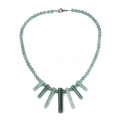 Natural Green Aventurine Round Beaded Fan Bib Necklaces NJEW-N064-04E-1