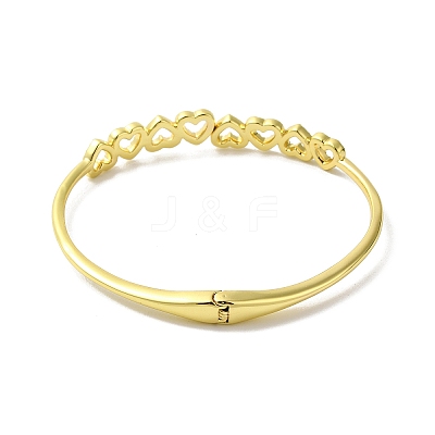Rack Plating Brass Micro Pave Clear Cubic Zirconia Hollow Multi Heart Hinged Bangles BJEW-H616-03G-1
