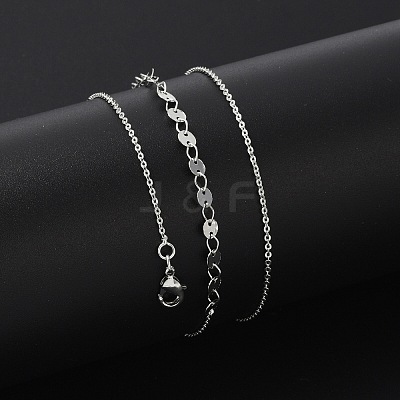 Brass Cable & Flat Sequin Chains Necklaces for Women NJEW-D302-40P-1
