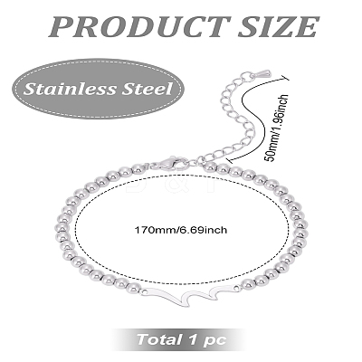 1Pc 301 Stainless Steel Ball Chain Bracelets for Women Men BJEW-LP0001-45P-1
