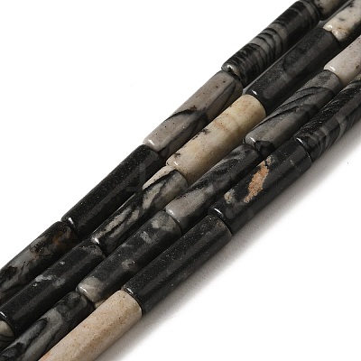 Natural Black Silk Stone/Netstone Beads Strands G-D464-27-1