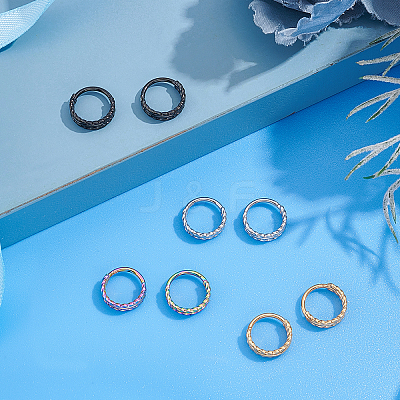 8Pcs 4 Colors Twisted Ring Hoop Earrings for Girl Women STAS-DC0008-52-1