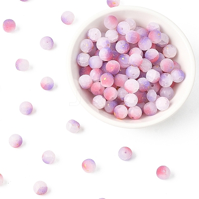 200G Frosted Baking Paint Crackle Glass Beads with Glitter Powder DGLA-YW0001-56D-1