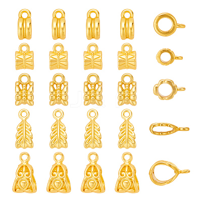 50Pcs 5 Style Rack Plating Alloy Tube Bails FIND-HY0003-37-1