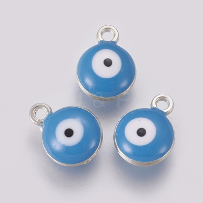 Double-sided Platinum Plated Alloy Enamel Charms ENAM-WH0046-B05-1