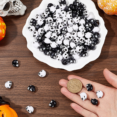 160Pcs 2 Colors Opaque Acrylic Beads MACR-SC0001-65-1