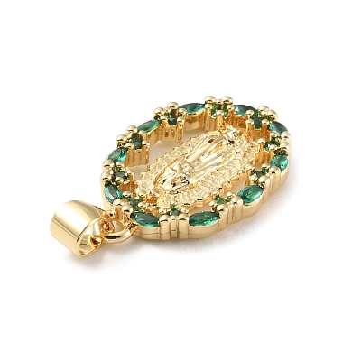 Brass Micro Pave Cubic Zirconia Pendants X-KK-P233-05G-01-1