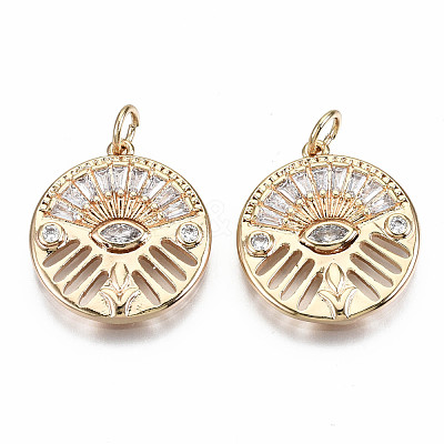 Brass Micro Pave Clear Cubic Zirconia Pendants KK-S356-226G-NF-1