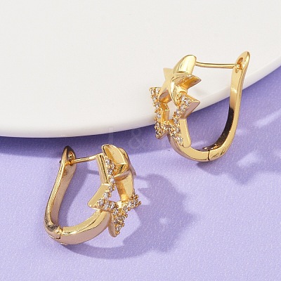 Brass Micro Pave Clear Cubic Zirconia Clip-on Earrings EJEW-F895-22A-G-1