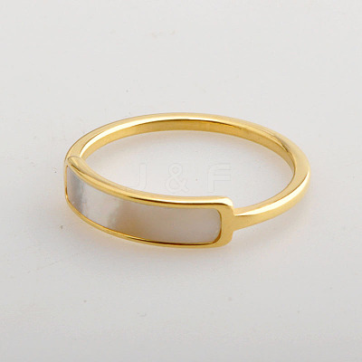 304 Stainless Steel & Shell Finger Rings FS-WG45F01-05-1