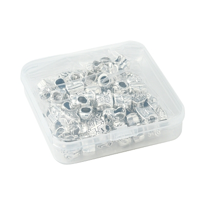 64Pcs 16 Styles Tibetan Style Alloy European Large Hole Beads FIND-FS0002-63-1