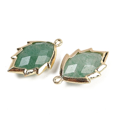 Natural Green Strawberry Quartz Faceted Leaf Pendants G-I375-04G-15-1