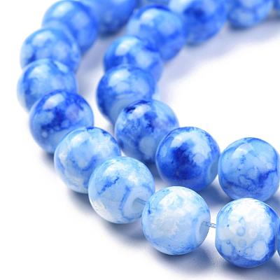 Opaque Spray Painted Glass Beads Strands GLAA-WH0015-43J-1