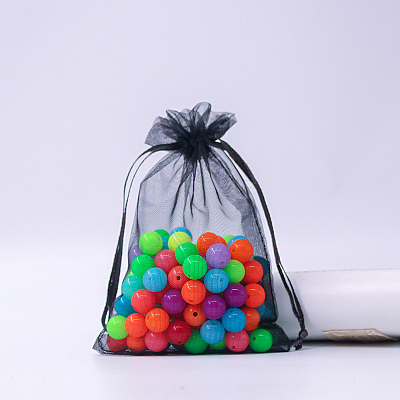 Rectangle Organza Drawstring Bags CON-PW0001-054C-08-1