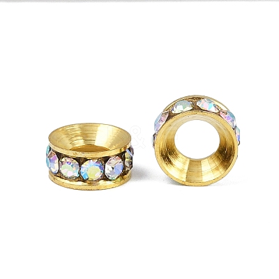 Brass Rhinestone Spacer Beads RB-A020-7mm-28G-1