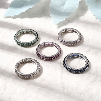 Brass Micro Pave Cubic Zirconia Finger Rings RJEW-P166-10P-1