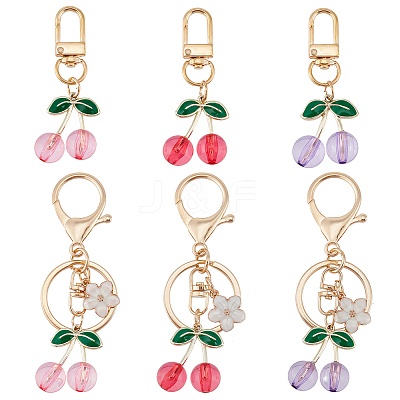 6Pcs 6 Styles Cherry Transparent Acrylic Pendant Decorations HJEW-CP0001-08-1