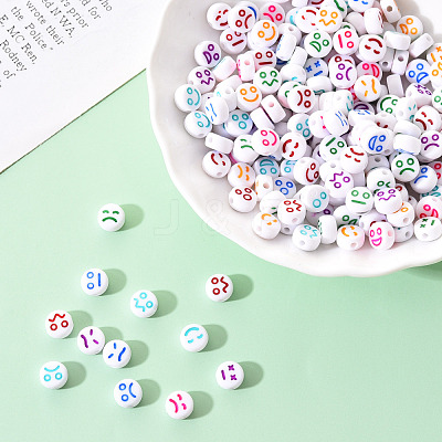 White Opaque Acrylic Beads MACR-YW0001-20B-1