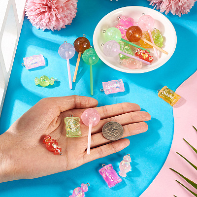 24Pcs 12 Styles Resin Imitation Food Pendants RESI-TA0004-22-1