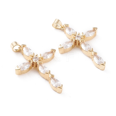 Brass Micro Pave Cubic Zirconia Pendants KK-F814-11G-1