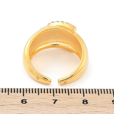 Brass Micro Pave Clear Cubic Zirconia Open Cuff Rings for Women RJEW-R011-03G-02-1
