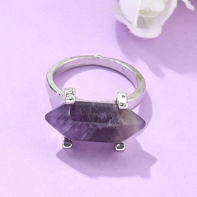 Natural Amethyst Finger Rings RJEW-P121-A02-1