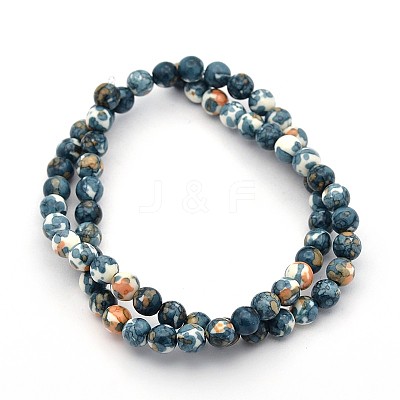 Synthetic Ocean White Jade Round Bead Strands G-M165-8mm-15-1
