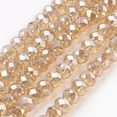 Electroplate Glass Beads Strands GLAA-K027-PL-A07-1
