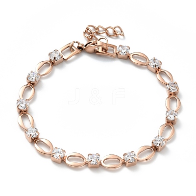 Crystal Cubic Zirconia Tennis Bracelet BJEW-E108-02RG-1