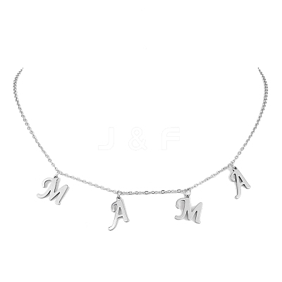 Mother's Day 304 Stainless Steel Letter MAMA Pendant Necklace NJEW-JN04702-02-1