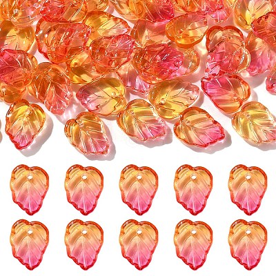 50Pcs Autumn Theme Two-Tone Transparent Glass Charms GLAA-YW0004-11B-1